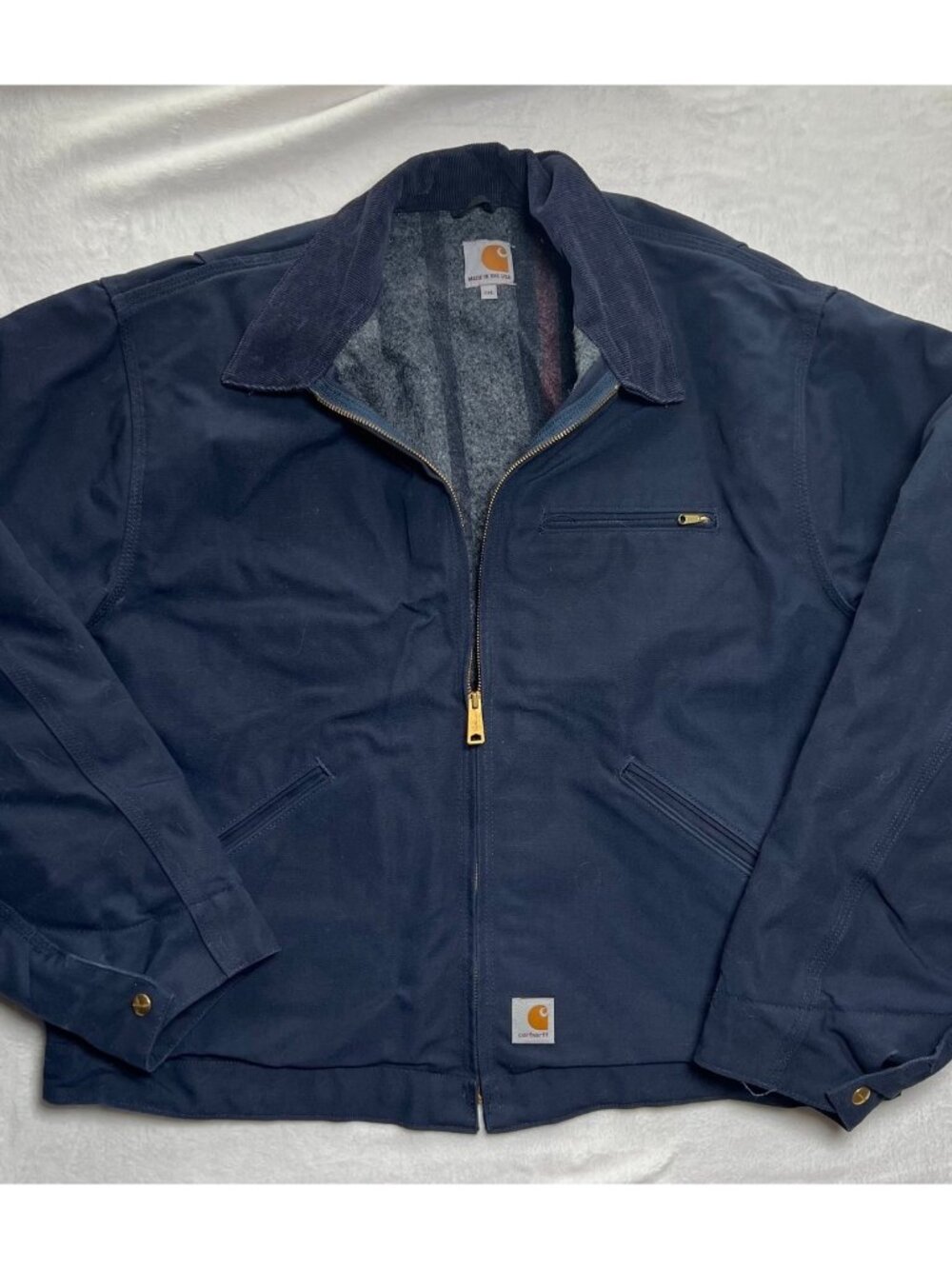 Carhartt J209 DNY Navy Blue Blanket Lined Detroit Jacket Sz 2XL Made In USA